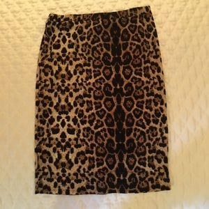MOA Collection 1XL Knit Leopard Print Pencil Skirt